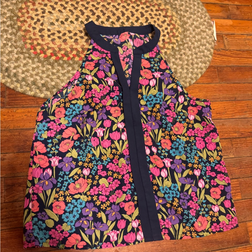 Chic Nation Colorful Floral Halter Blouse